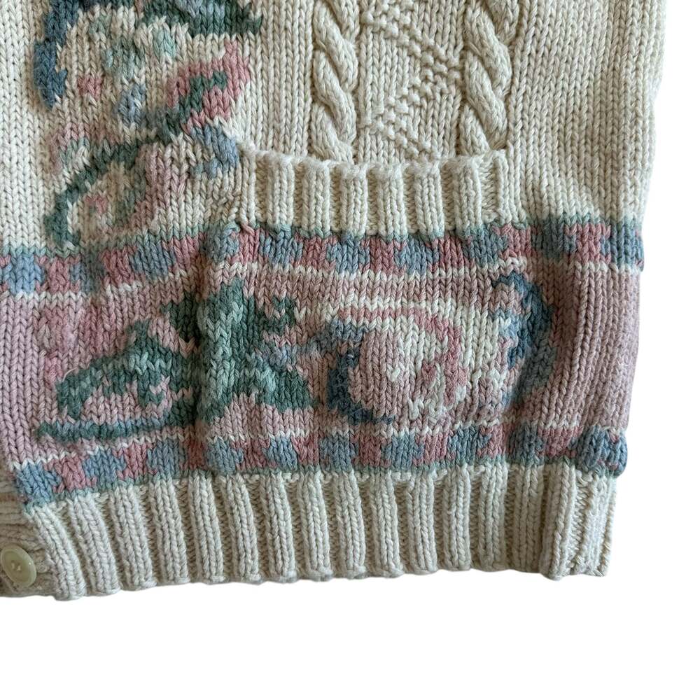 Karen Scott II Hand Knits Vintage Floral Cable Knit Button-Front Cardigan - Picture 5 of 11
